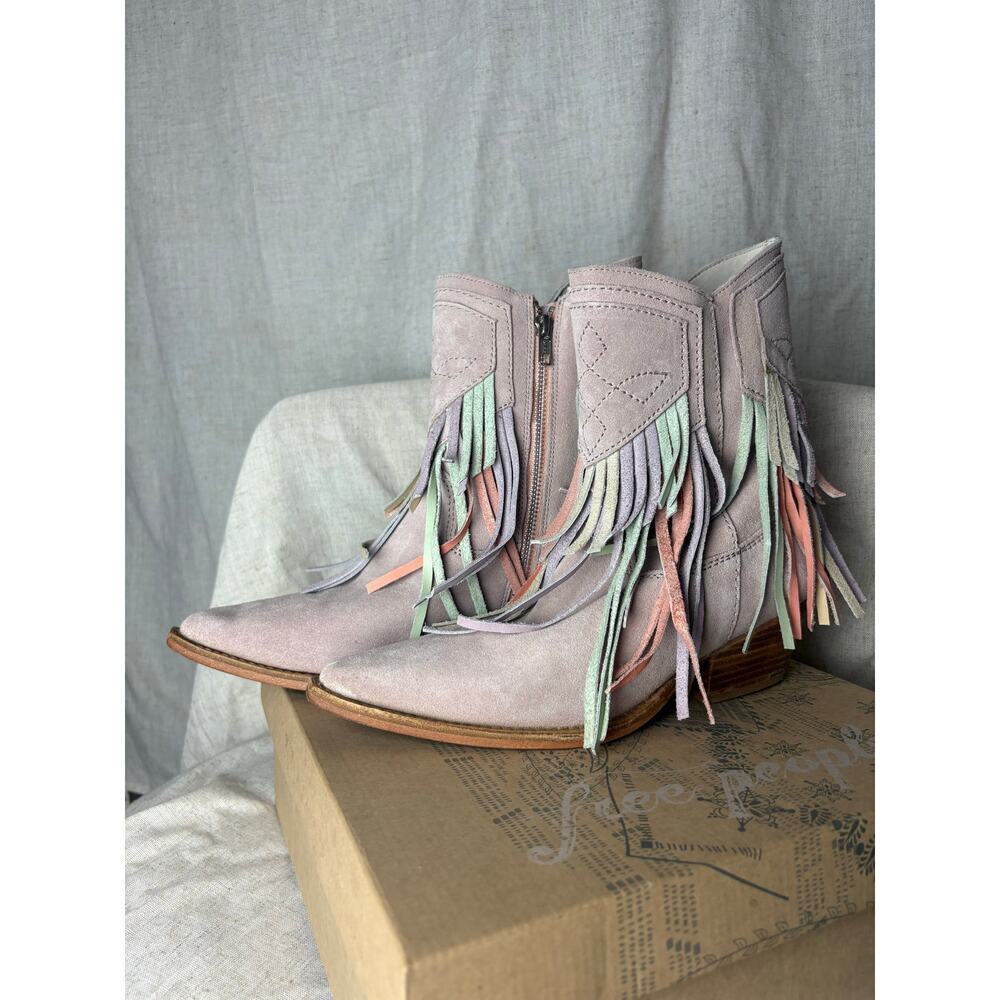 Free People Pink Lawless Fringe Western Boots Size 40 - Picture 5 of 12